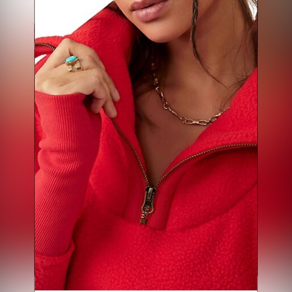 NWT-FREE PEOPLE POPPY PULLOVER FIERY RED